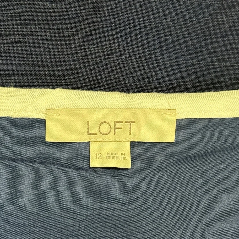 LOFT Navy Linen Blend Nautical Faux‎ Wrap Mini Skirt Womens sz 12 preppy Retro